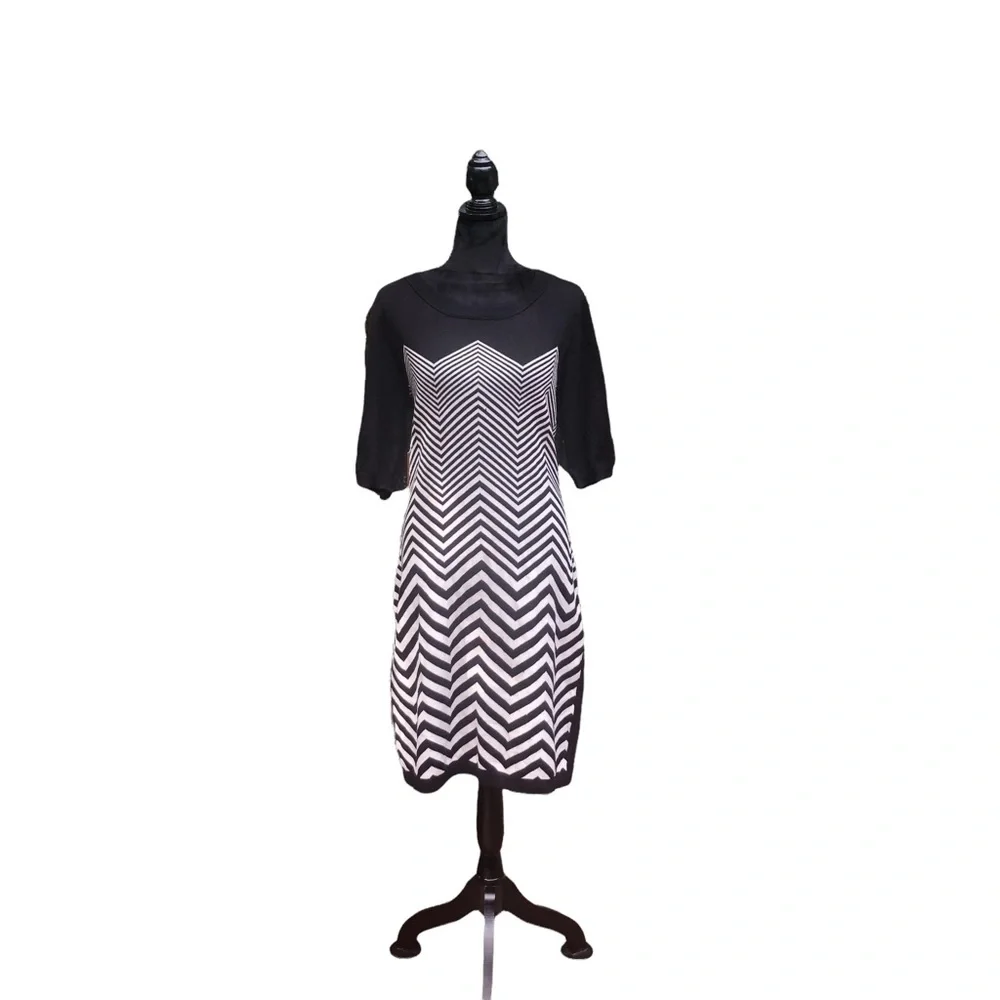Allison Britney Geometric Chevron Bodycon Dress size Large - Picture 2 of 8